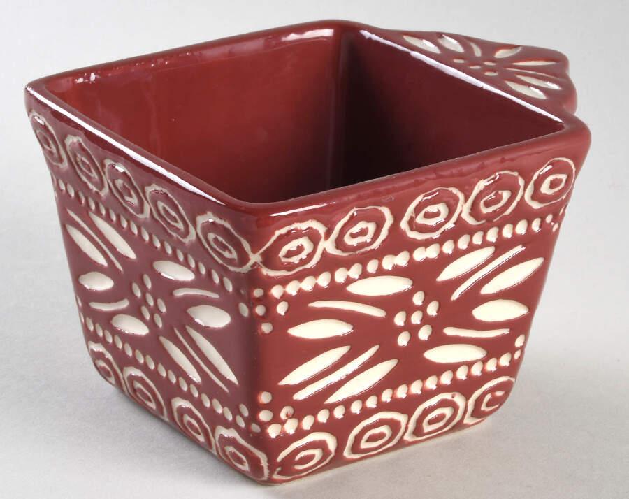Carved Old World Cranberry Individual Square Baker by Temp-Tations-1