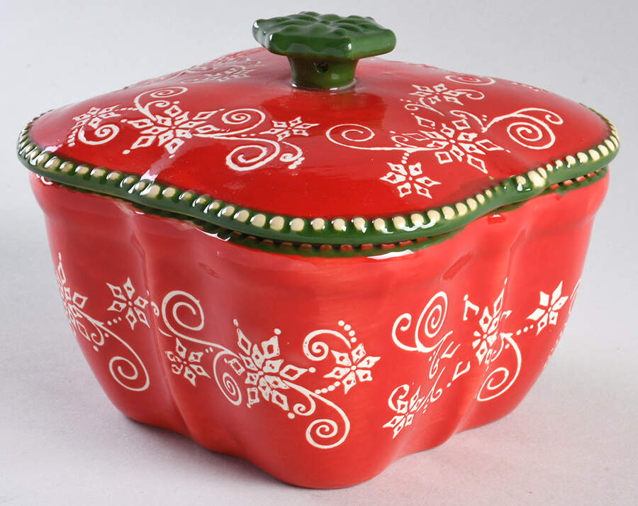 Floral Lace-Festive Square Ramekin with Lid by Temp-Tations-1