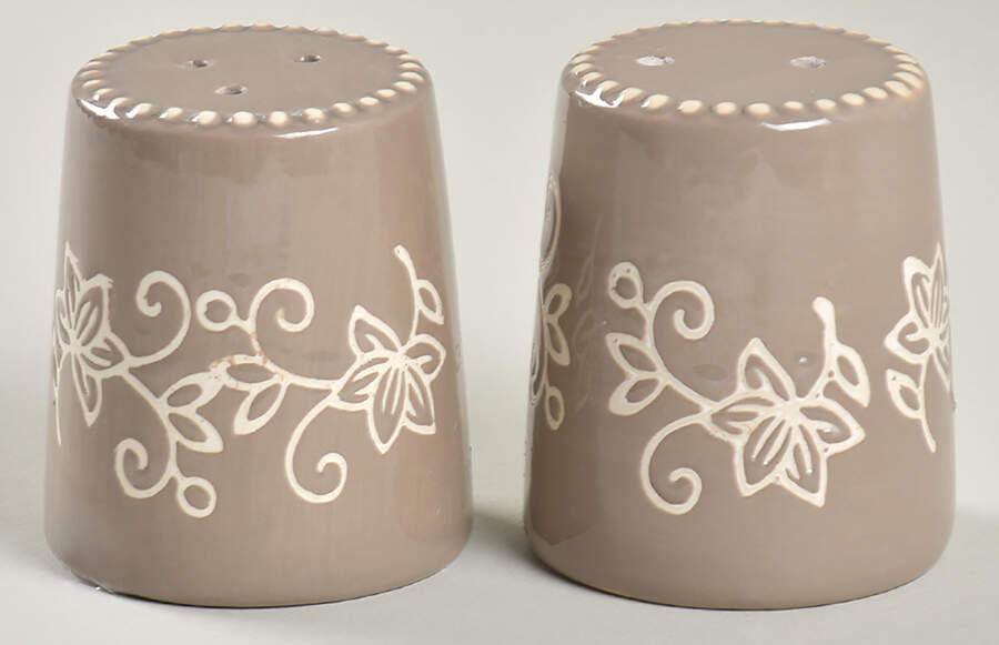Floral Lace Taupe Salt & Pepper Set (Centertaining Lazy Susan Set) by Temp-Tations-1