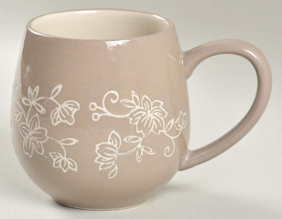 Floral Lace Taupe Mug by Temp-Tations-1