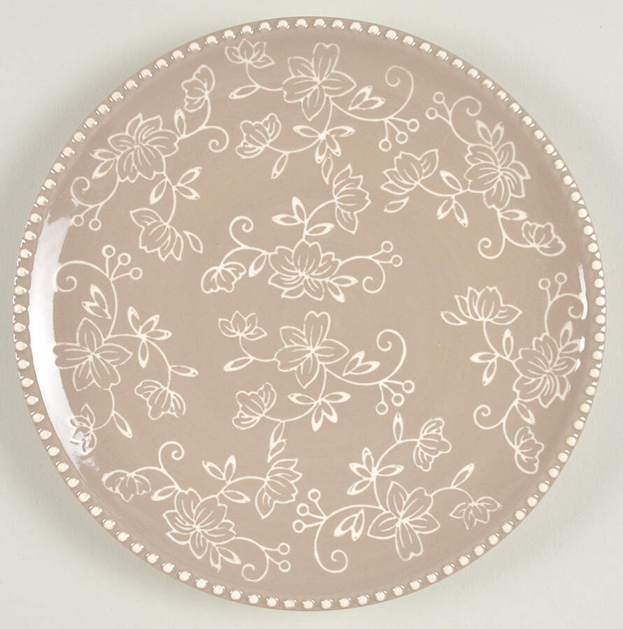 Floral Lace Taupe Salad Plate by Temp-Tations-1