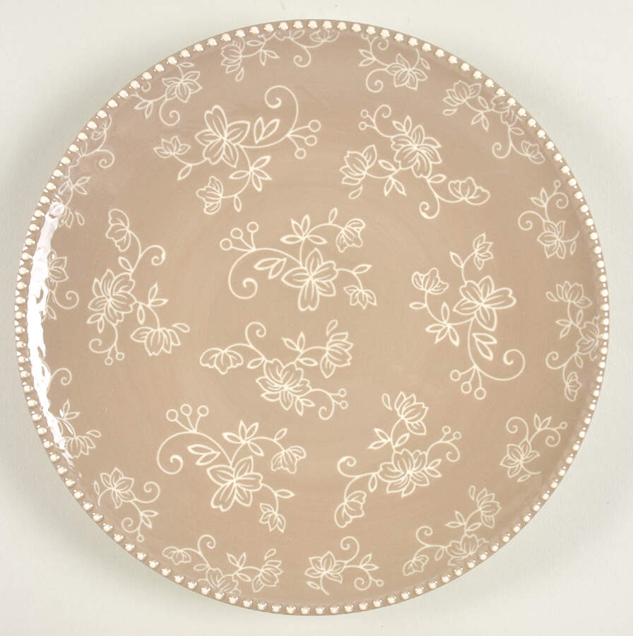 Floral Lace Taupe Dinner Plate by Temp-Tations-1