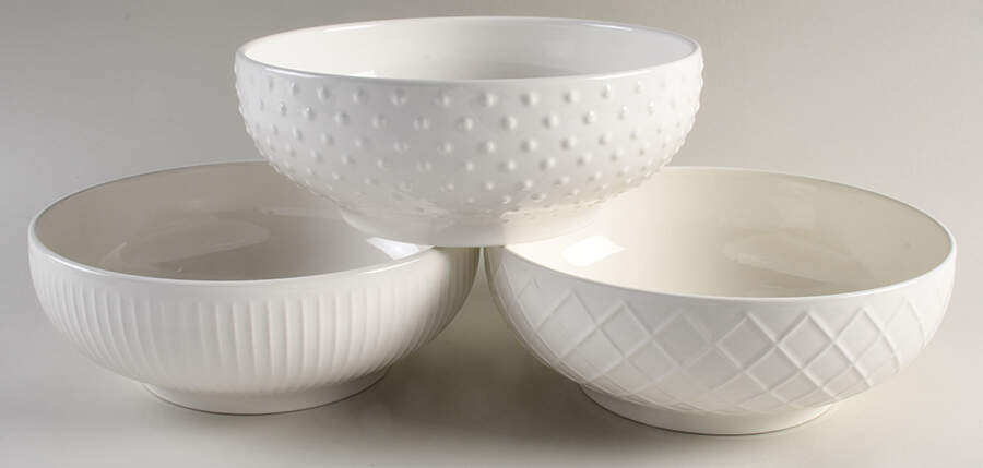 3 Piece Porcelain Bowl Set 9" 3 Pc Round Serving Bowl Set (M1-M3) by Trudeau-1