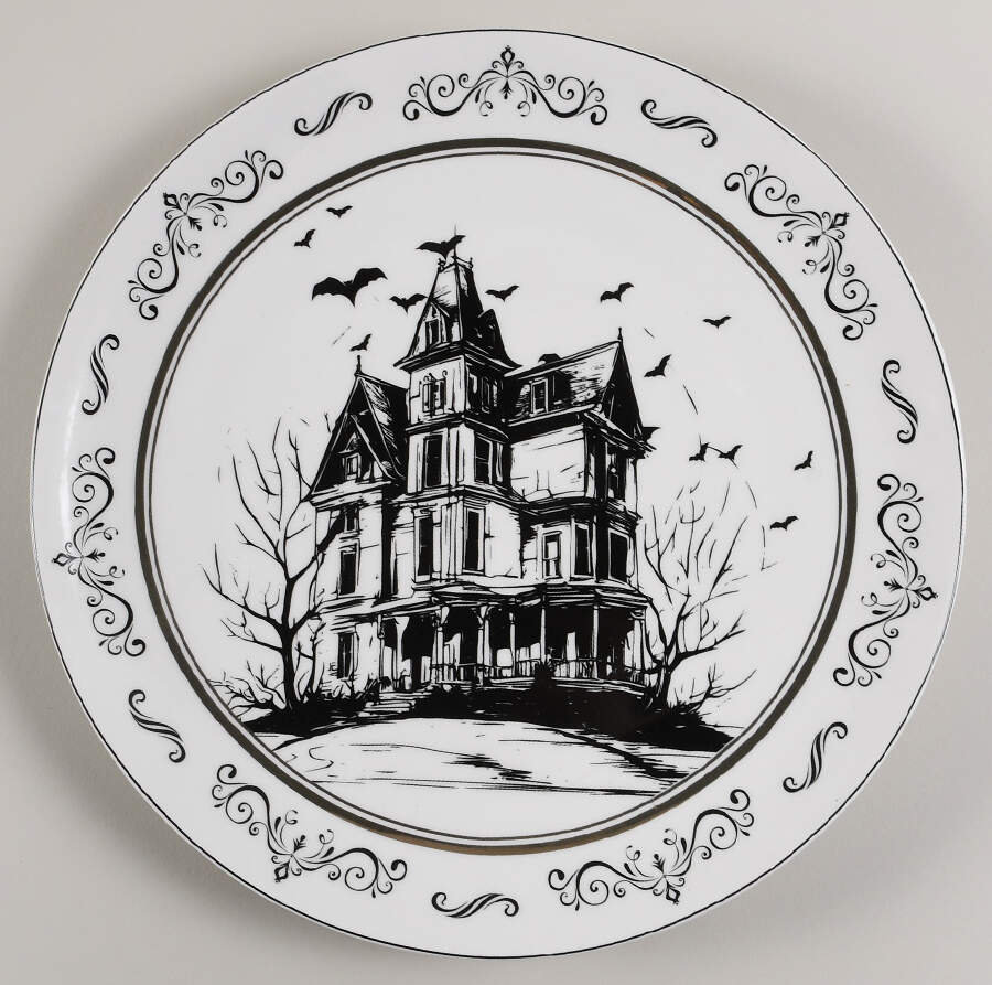 Haunted Houses Dinner Plate by Ten Strawberry Street-1