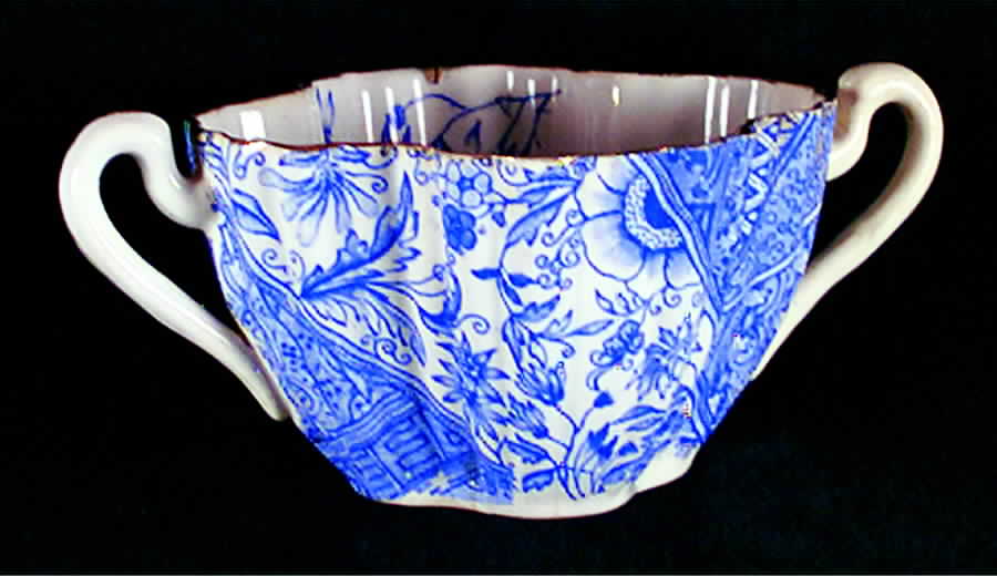 Dolly Varden Blue Flat Bouillon Cup by J F Wileman-1