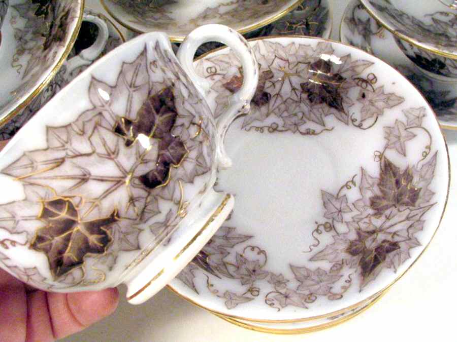 Bryonia Black and Gray Footed Cup & Saucer Set by Utzschneider-1