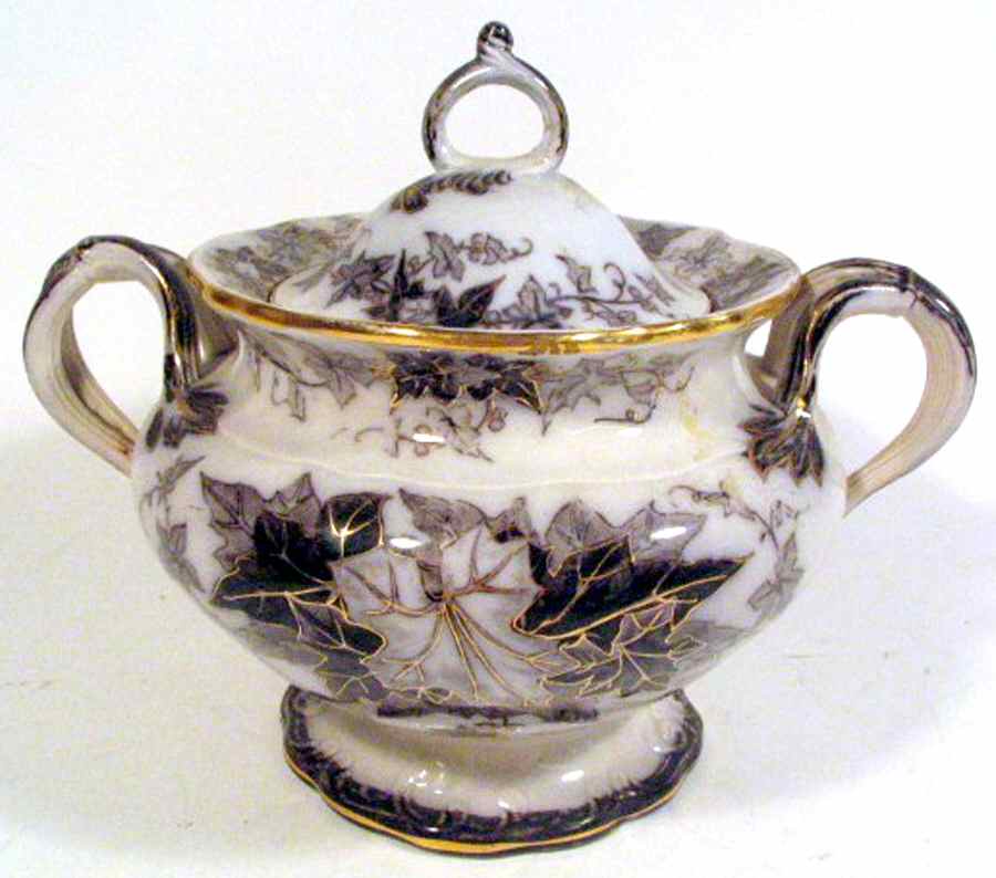 Bryonia Black and Gray Sugar Bowl & Lid by Utzschneider-1