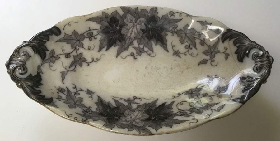 Bryonia Black and Gray 9" Oval Vegetable Bowl by Utzschneider-1