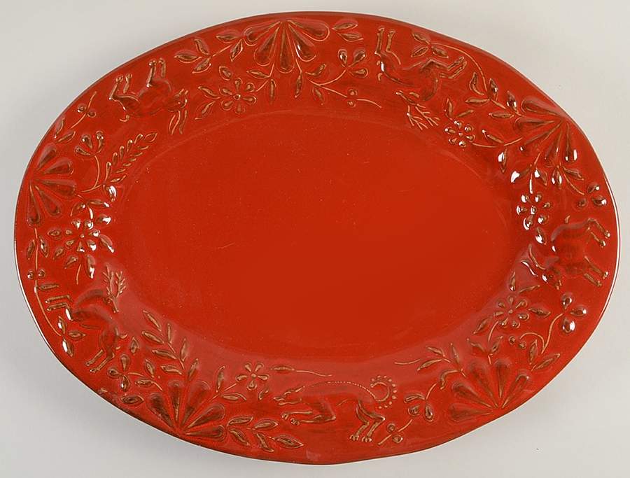 UME3 Red 17" Oval Serving Platter by Umbriaverde Ceramich-1