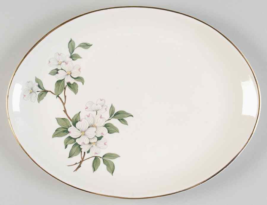 HAR79 GOLD TRIM 11" Oval Serving Platter by Harker-1