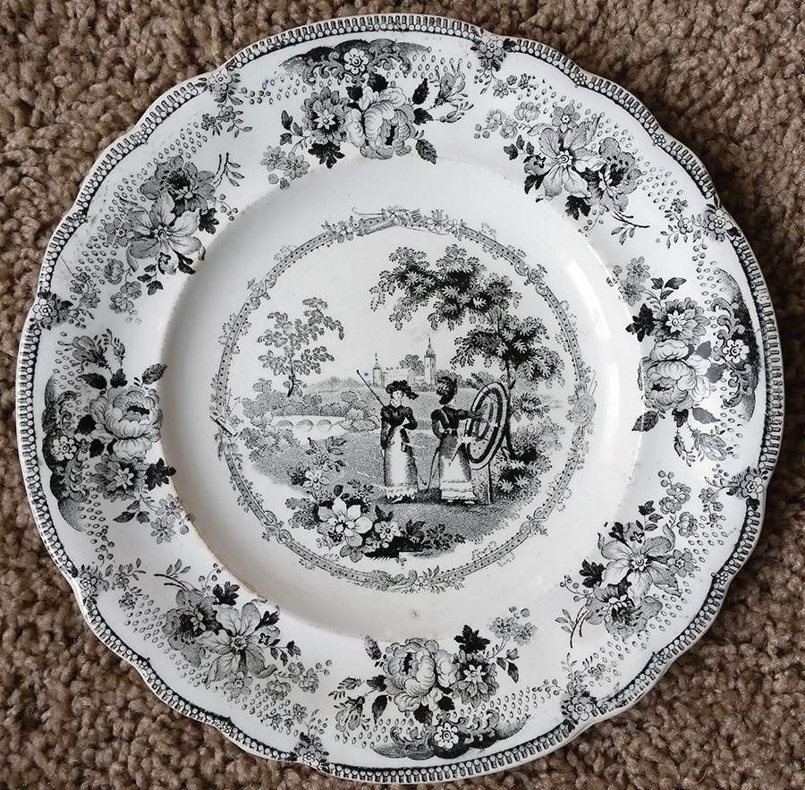 Archery Black Dinner Plate by Enoch Wood & Sons-1