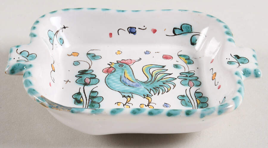 Green Rooster Small Ashtray by U. Grazia-1