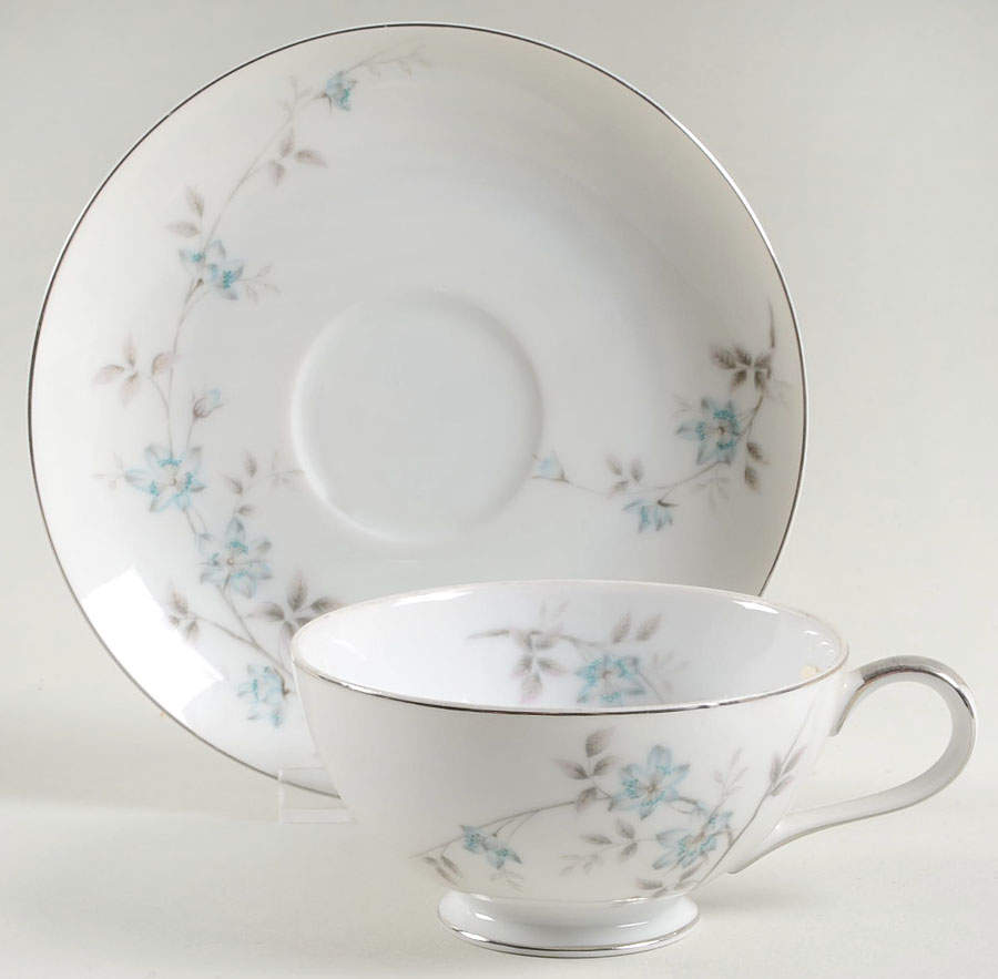 Blue Meadow Footed Cup & Saucer Set by Valmont-1