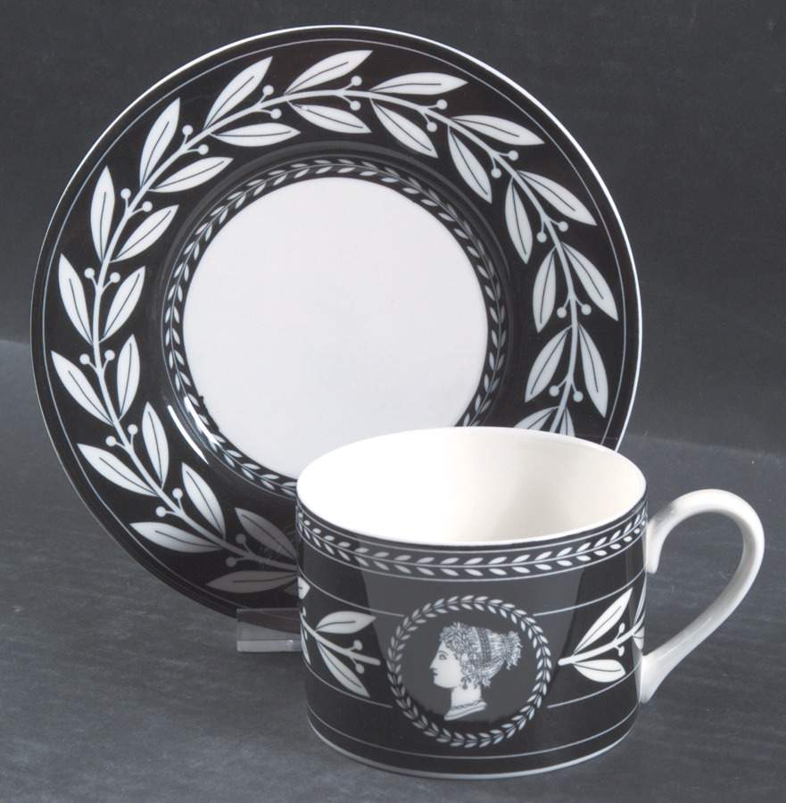 Olympia Black Flat Cup & Saucer Set by Victoria & Beale-1