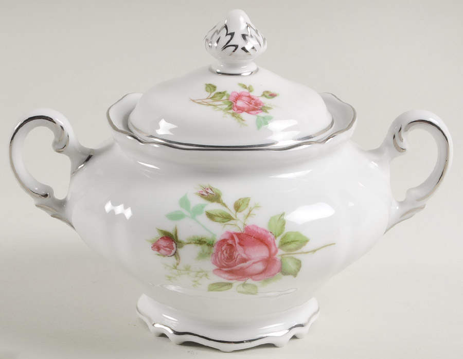 Provincial Rose (Germany) Sugar Bowl & Lid by Victoria (Germany)-1