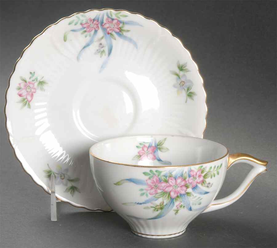 Gayety Flat Cup & Saucer Set by Victorian (Japan)-1