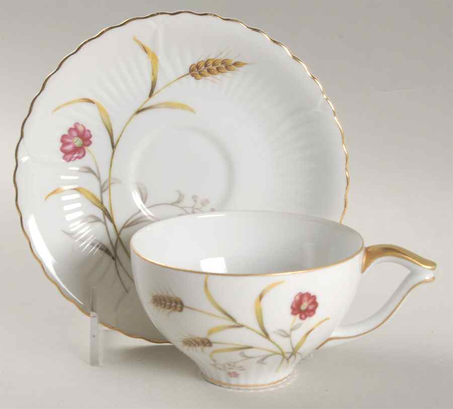 Harvest (Japan) Flat Cup & Saucer Set by Victorian (Japan)-1