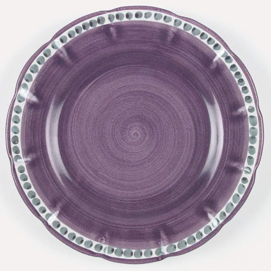 Campagna Chicken (Purple Border, Green Dots) Service Plate (Charger) by Ceramica Artistica (CAS Vietri)-1