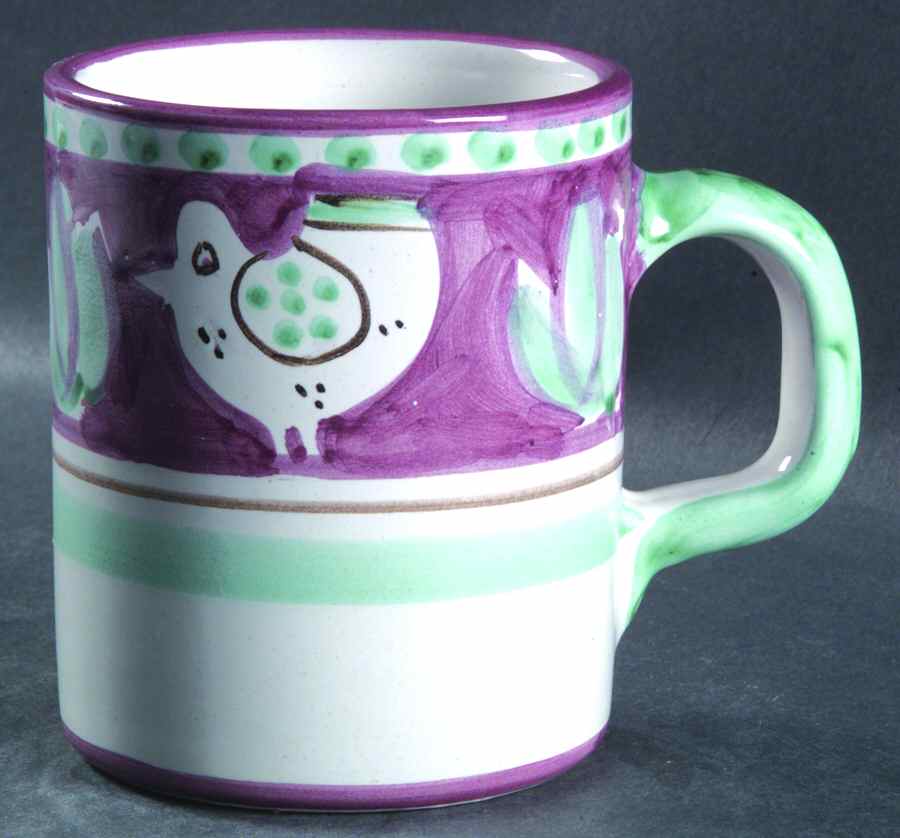 Campagna Chicken (Purple Border, Green Dots) Mug by Ceramica Artistica (CAS Vietri)-1