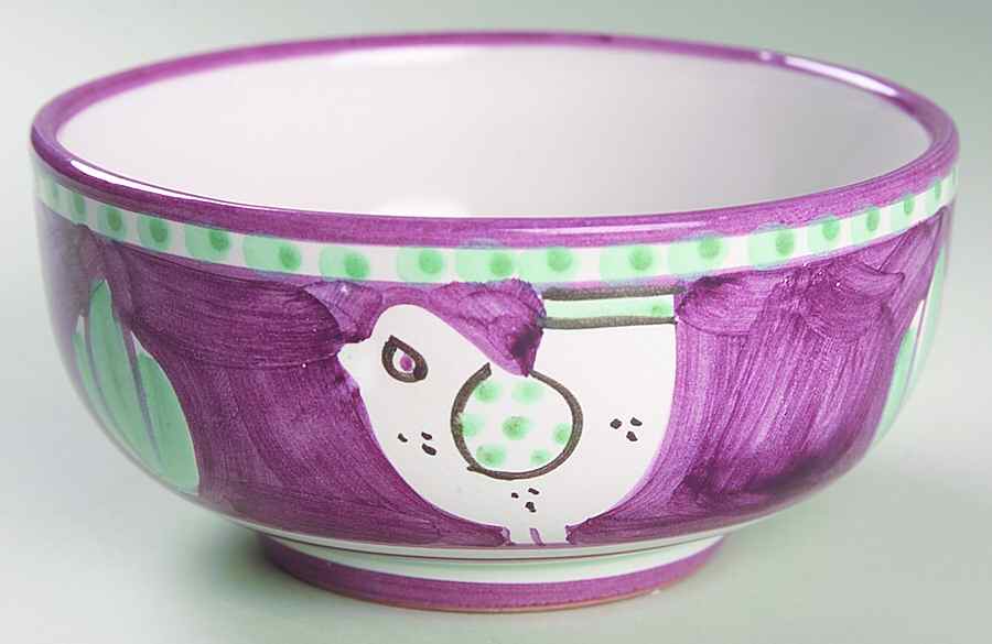Campagna Chicken (Purple Border, Green Dots) Soup/Cereal Bowl by Ceramica Artistica (CAS Vietri)-1
