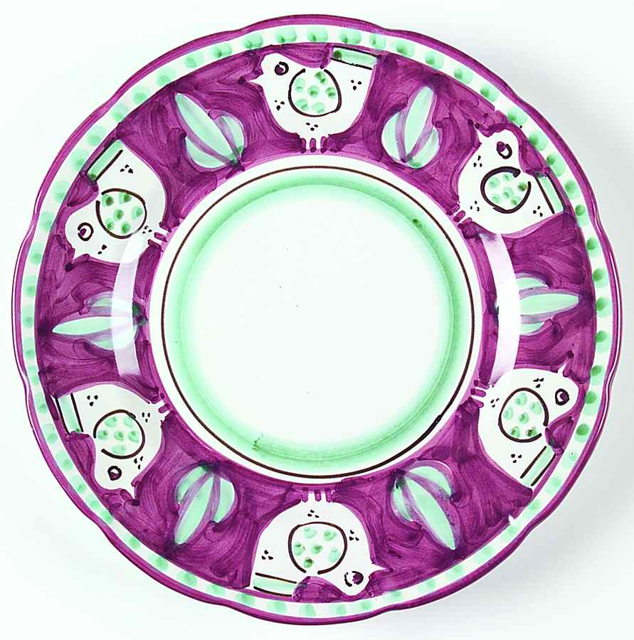 Campagna Chicken (Purple Border, Green Dots) Service Plate (Charger) by Ceramica Artistica (CAS Vietri)-1