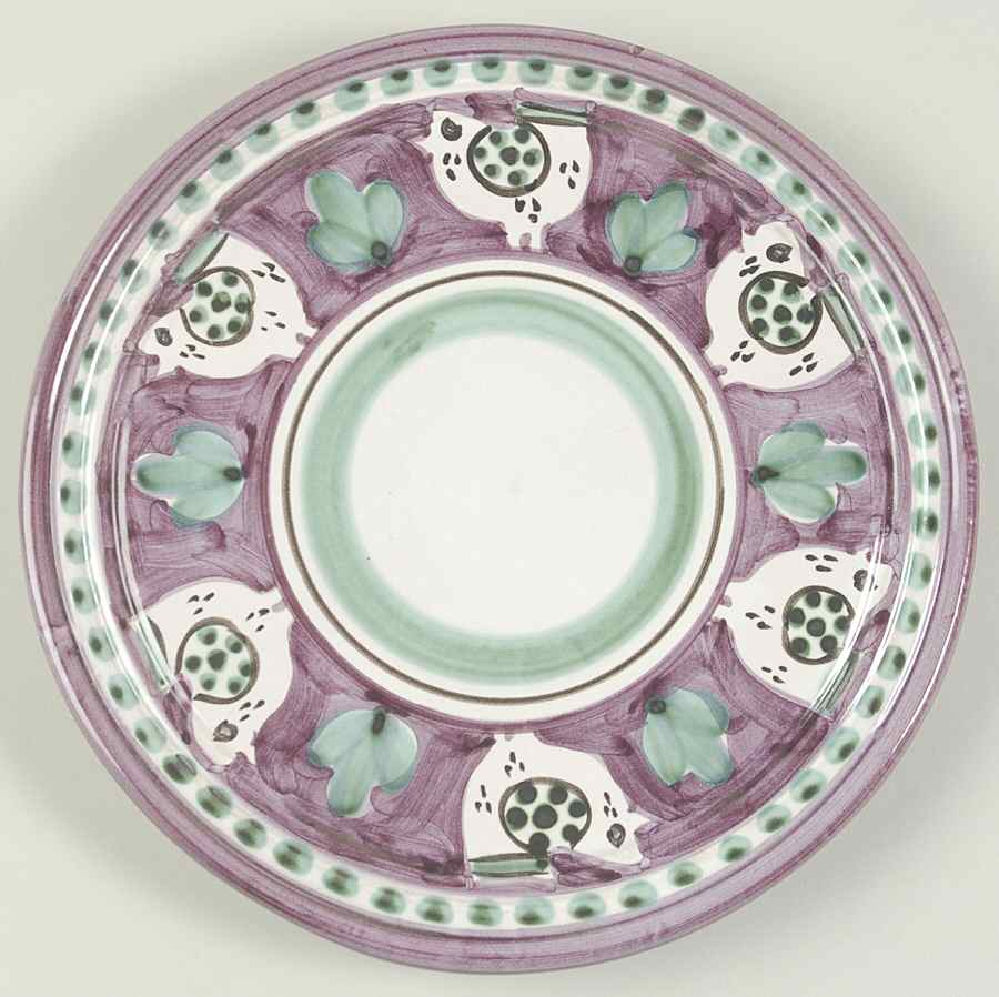 Campagna Chicken (Purple Border, Green Dots) Trivet by Ceramica Artistica (CAS Vietri)-1