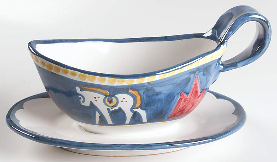 Campagna Horse (Cavallo) Gravy Boat with Attached Underplate by Ceramica Artistica (CAS Vietri)-1