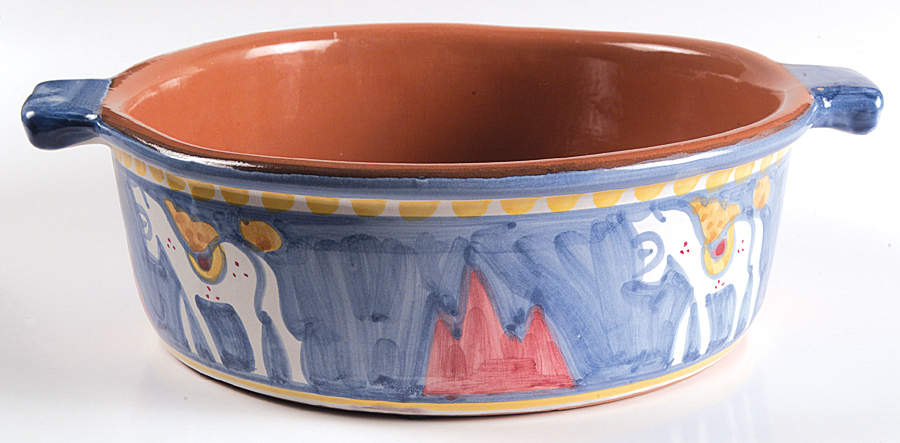 Campagna Horse (Cavallo) 3.5 Quart Round Casserole No Lid by Ceramica Artistica (CAS Vietri)-1