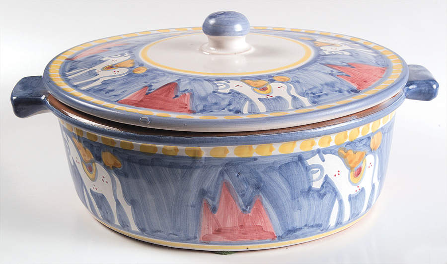 Campagna Horse (Cavallo) 3.5 Quart Round Covered Casserole by Ceramica Artistica (CAS Vietri)-1