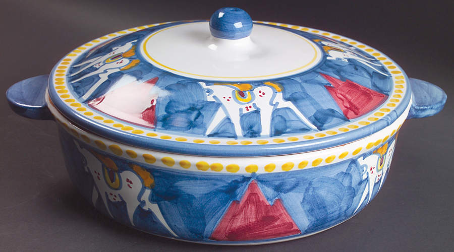 Campagna Horse (Cavallo) 2.5 Qt Round Covered Casserole by Ceramica Artistica (CAS Vietri)-1