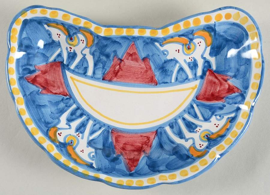 Campagna Horse (Cavallo) Crescent Salad Plate by Ceramica Artistica (CAS Vietri)-1