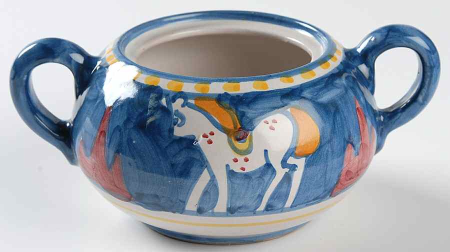 Campagna Horse (Cavallo) Sugar Bowl No Lid by Ceramica Artistica (CAS Vietri)-1