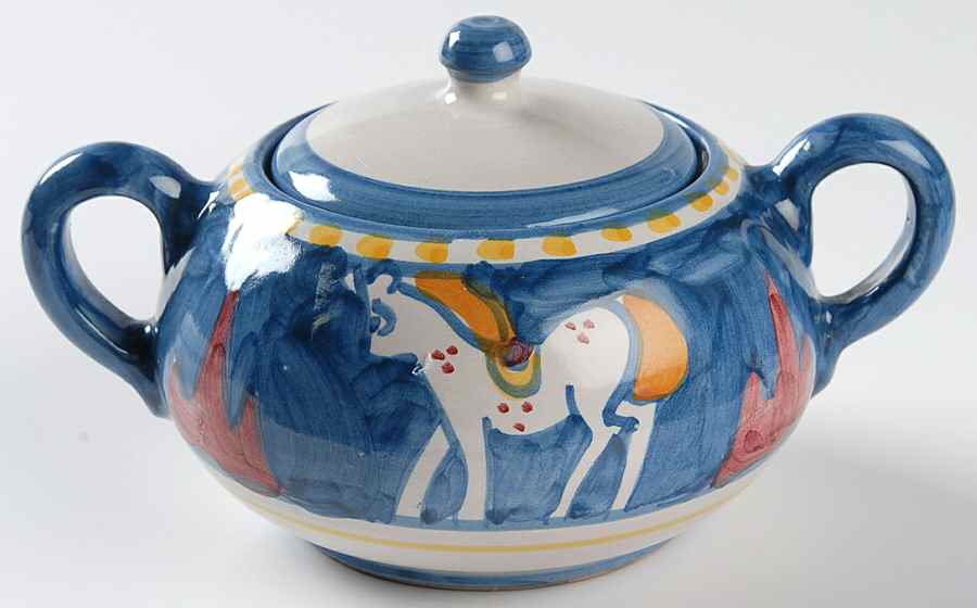 Campagna Horse (Cavallo) Sugar Bowl & Lid by Ceramica Artistica (CAS Vietri)-1