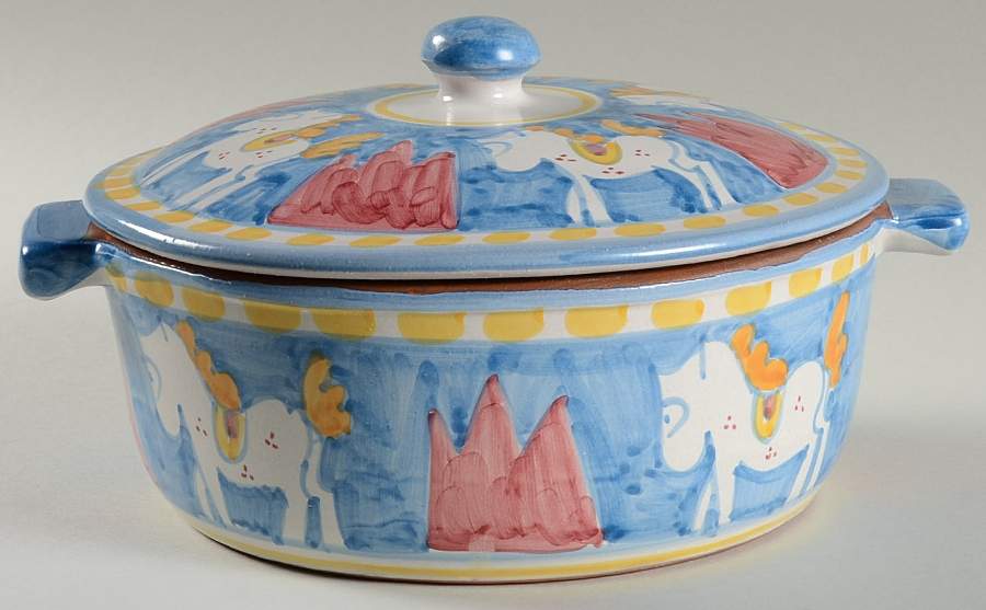 Campagna Horse (Cavallo) 1.25 Qt Round Covered Casserole by Ceramica Artistica (CAS Vietri)-1