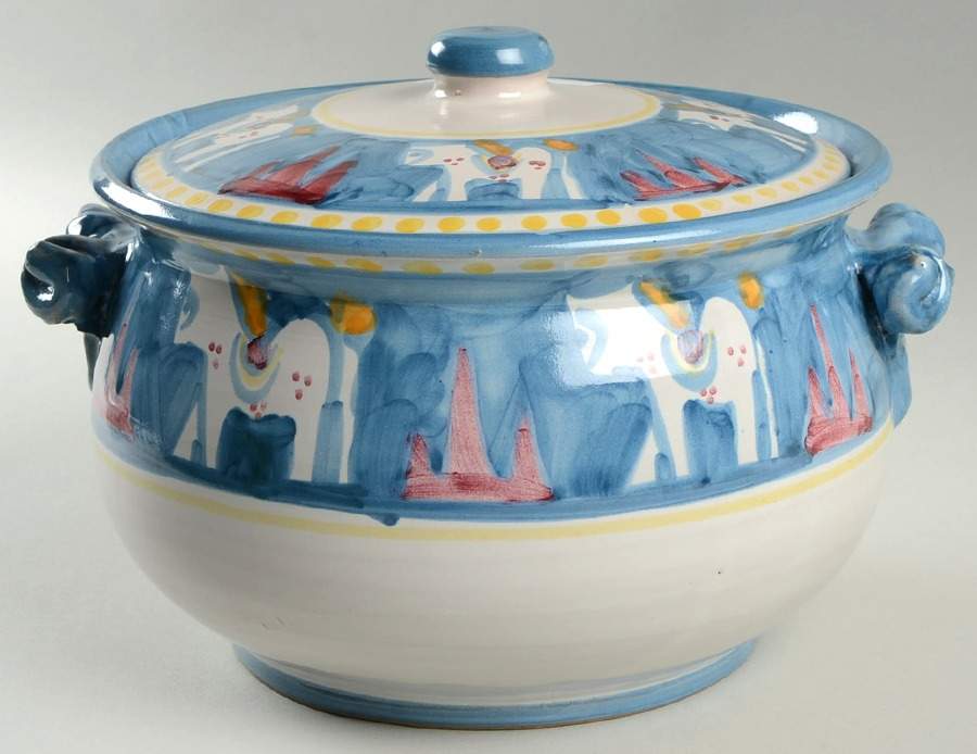Campagna Horse (Cavallo) 3.5 Quart Round Covered Casserole by Ceramica Artistica (CAS Vietri)-1