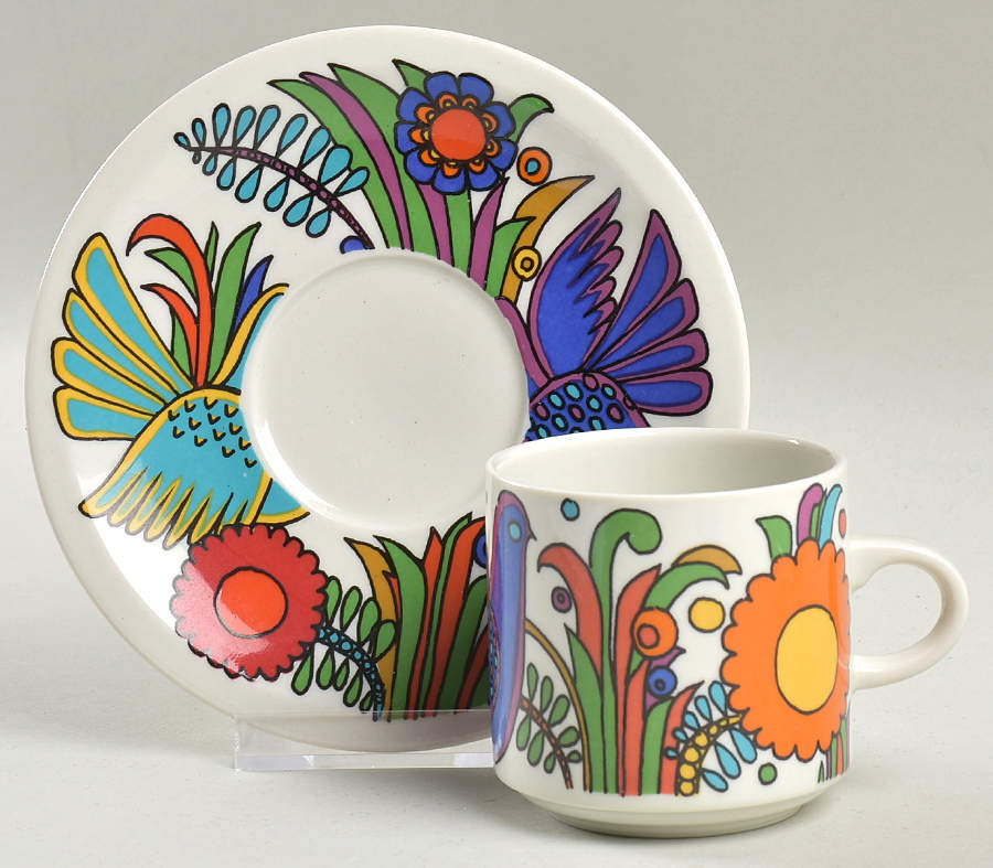 Acapulco (Older, Milano Shape) Flat Cup & Saucer Set by Villeroy & Boch-1