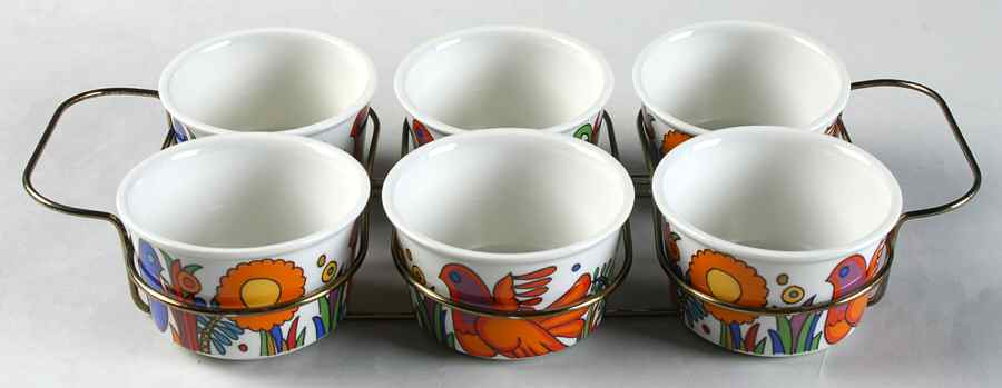 Acapulco (Older, Milano Shape) Set of 6 Ramekins w/Metal Stand by Villeroy & Boch-1
