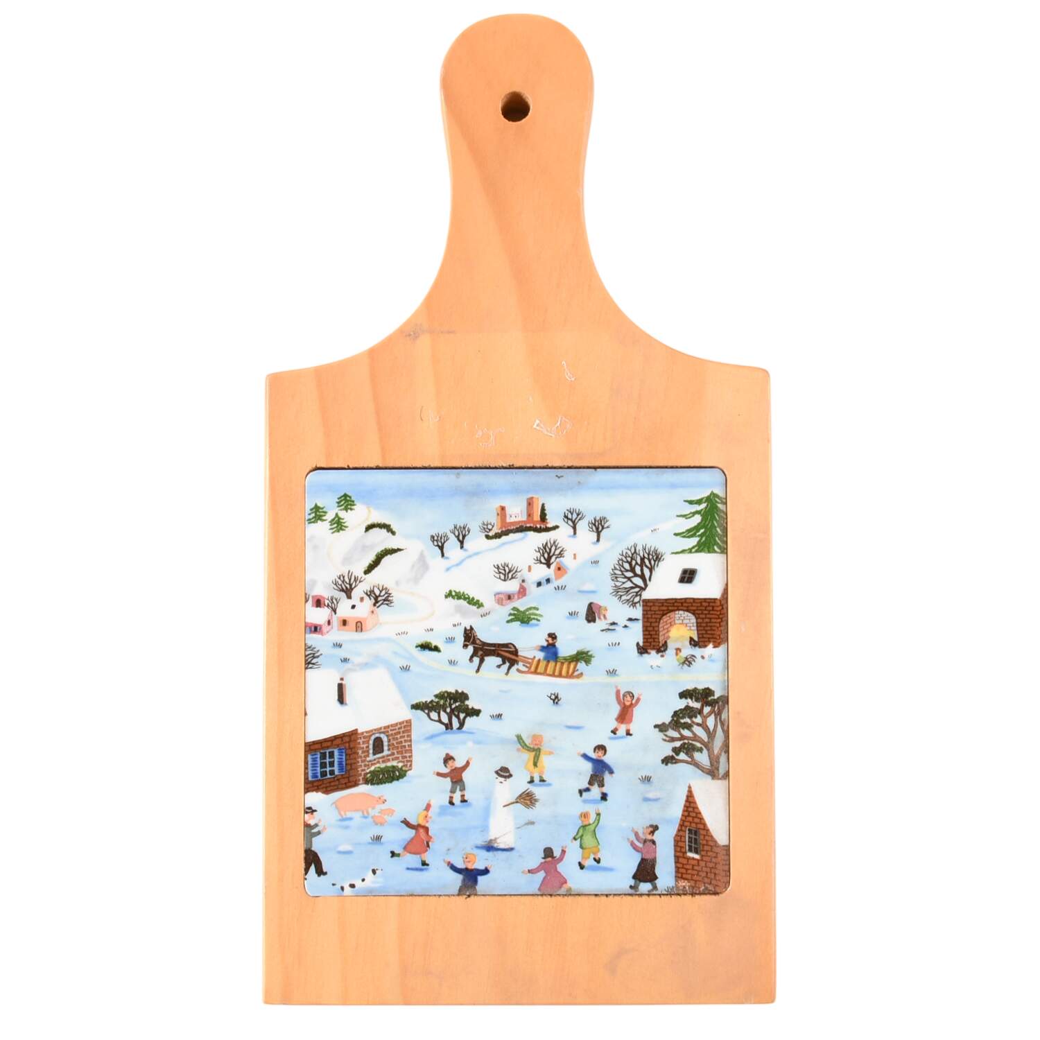 Naif Christmas 10" Natural Wood Cheese Board with Tile  HC by Villeroy & Boch-1
