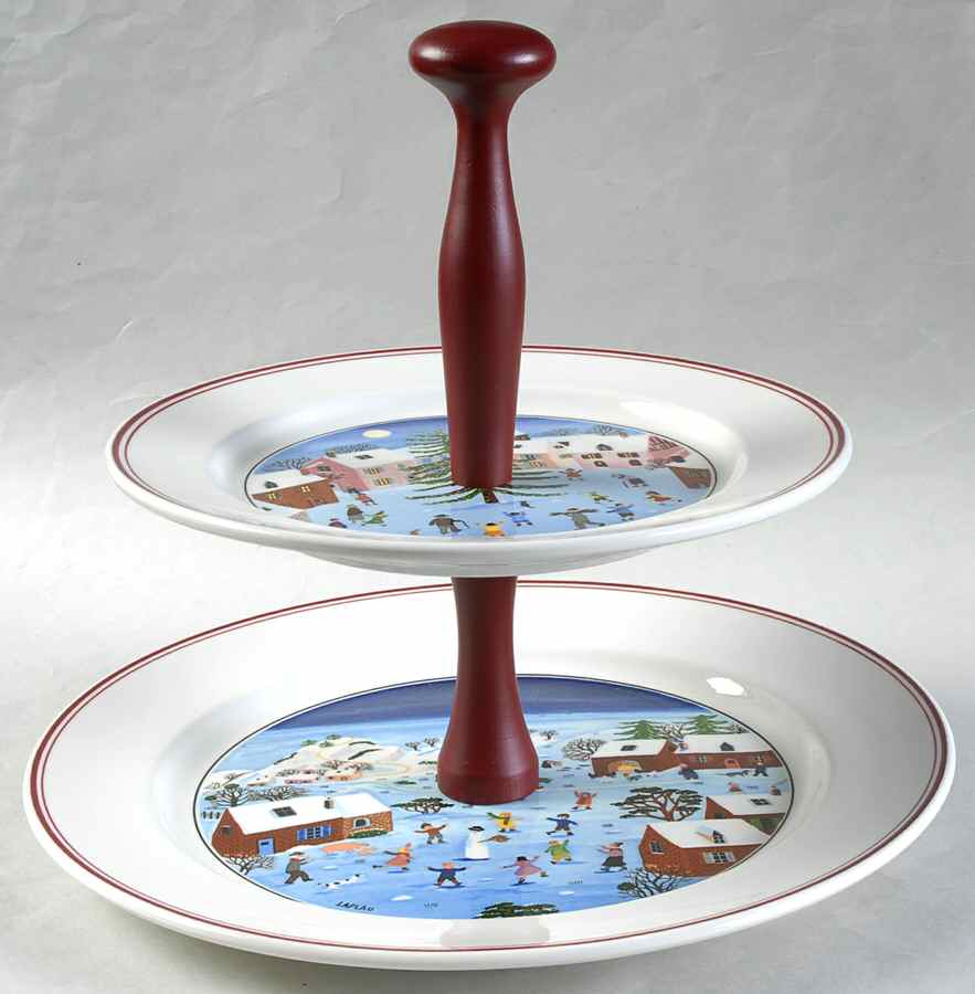 Naif Christmas 2 Tiered Serving Tray (Dinner & Salad Plate) by Villeroy & Boch-1