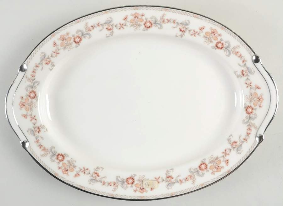 St. Regis (Platinum Trim) 14" Oval Serving Platter by Viletta-1
