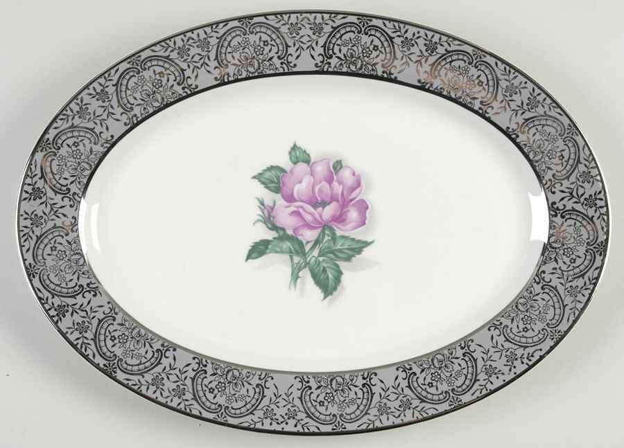 Silver Lace 13" Oval Serving Platter by Vogue-1