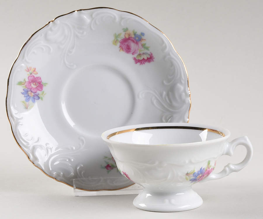 Wanda (Scalloped, Embossed) Footed Demitasse Cup & Saucer Set by Vendome Porcelain-1
