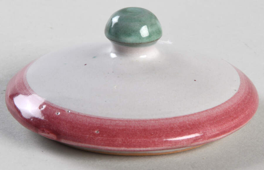 Campagna Chicken (Red Border, Blue Dots) Lid for Sugar Bowl by Ceramica Artistica (CAS Vietri)-1