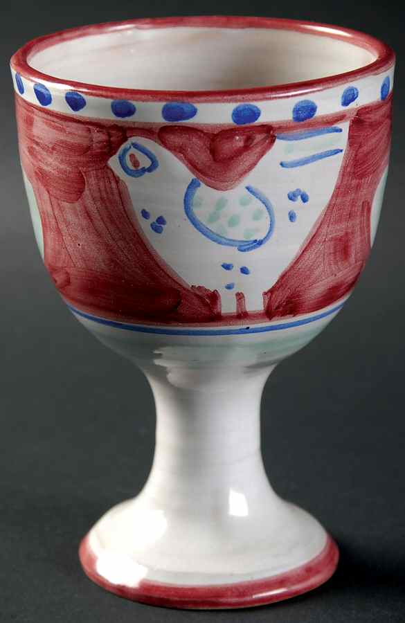 Campagna Chicken (Red Border, Blue Dots) China Wine by Ceramica Artistica (CAS Vietri)-1