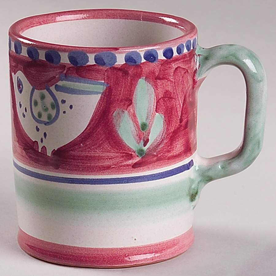 Campagna Chicken (Red Border, Blue Dots) Mug by Ceramica Artistica (CAS Vietri)-1