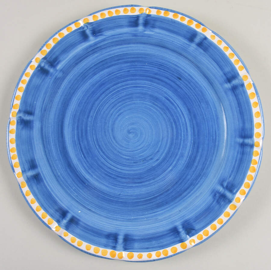 Campagna Chicken (Blue, Orange Dots) Service Plate (Charger) by Ceramica Artistica (CAS Vietri)-1