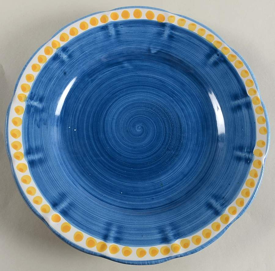 Campagna Chicken (Blue, Orange Dots) Service Plate (Charger) by Ceramica Artistica (CAS Vietri)-1