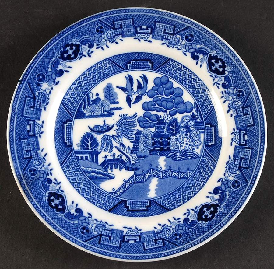 Willow Blue Salad/Dessert Plate by Victoria Porcelain (England)-1