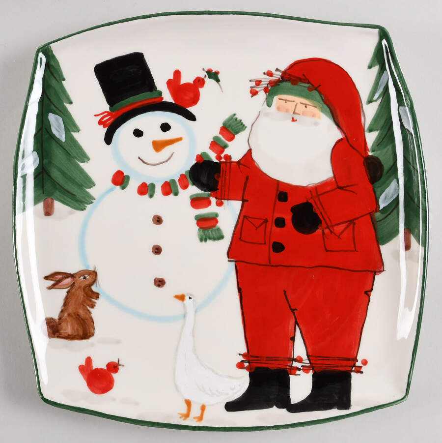 Old St Nick 12" Square Flat Platter by Vietri (Italy)-1