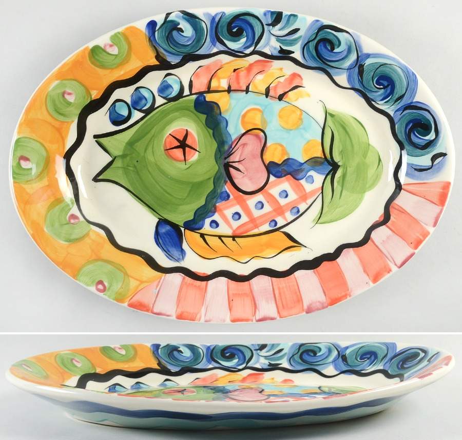 Splish Splash 15" Oval Serving Platter by Vicki Carroll Studio-1